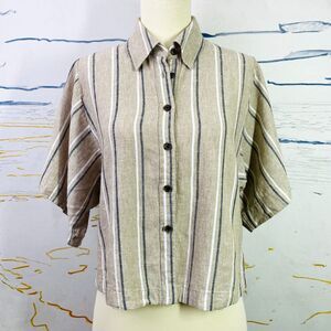 Banana Republic Linen Cropped Button Down Shirt XS - Small Linen Cropped Blouse